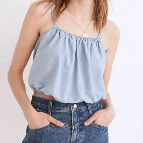 Madewell drawstring cropped chambray tank NWT xxs - Picture 1 of 7